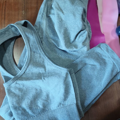 Fitness set gray, top size S, leggings size M, new