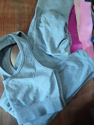 Fitness set gray, top size S, leggings size M, new
