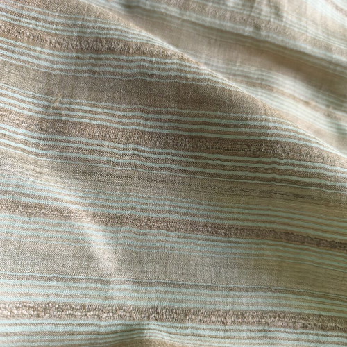 Linen and wild silk fabrics, beige and striped