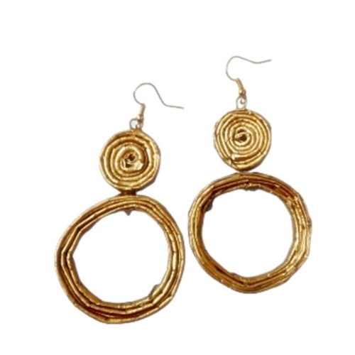 Earrings large new handmade from recycled paper