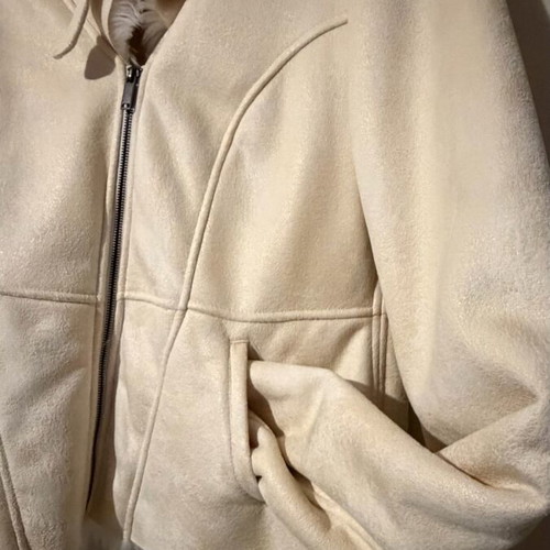 White jacket with synthetic fur like new, size L