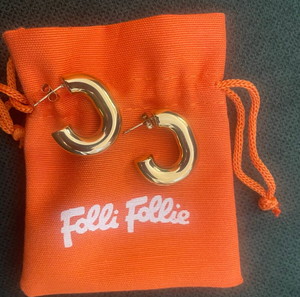 Follie Follie μ επίχρυσα γυναικεία σκουλαρίκια κρίκοι με κάρτα αλλαγής