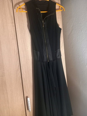 Asymmetric blouse new, black with zipper and tulle