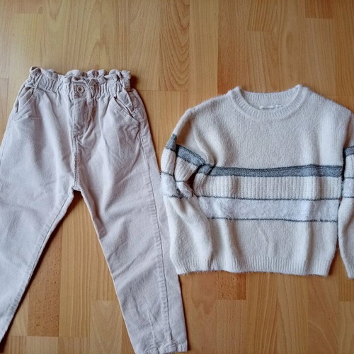 Girls' clothing set size 4-5, 110cm like new, Zara white beige