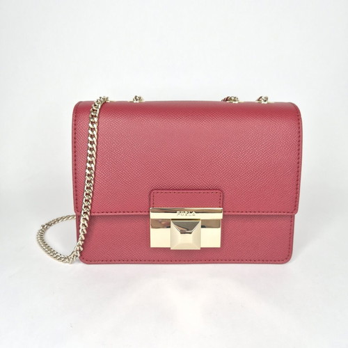 Furla Venere Mini Bag new, red leather crossbody with gold chain