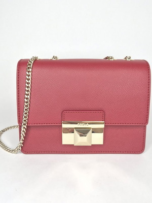 Furla Venere Mini Bag new, red leather crossbody with gold chain