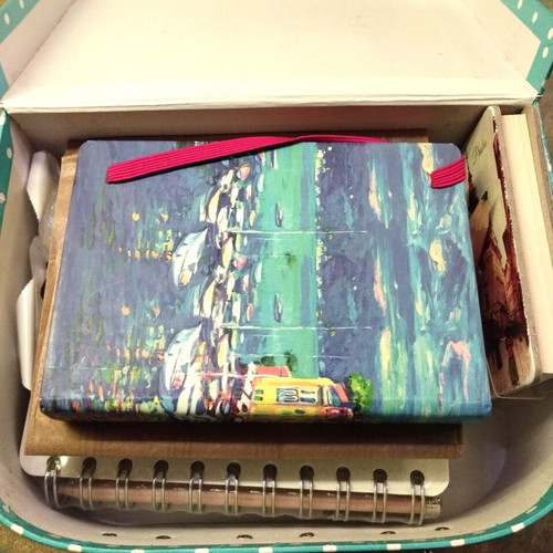 Mini Paper Suitcase Turquoise Polka Dot New