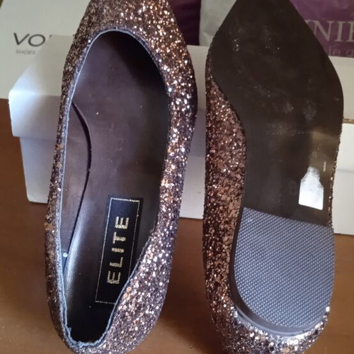 Elite flat shoes size 38 brown synthetic glitter like new