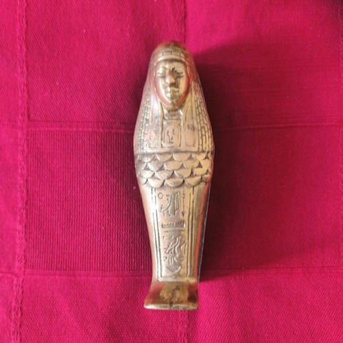 Bronze Egyptian Sarcophagus used, 15x5 cm