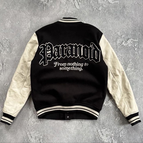 Black Squad x Paranoid Society Bomber Jacket used, men's size L, black and beige