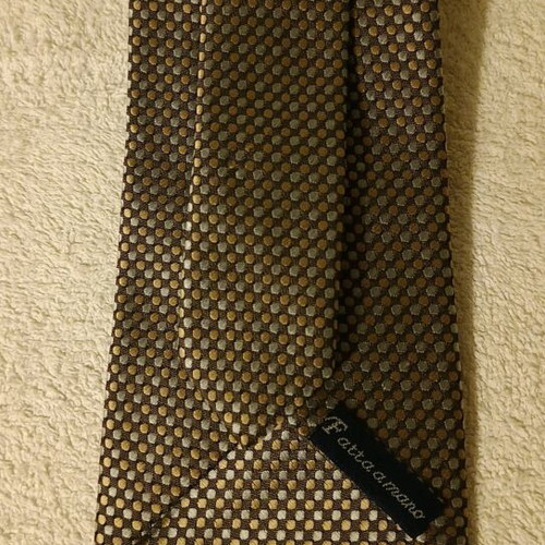 Men's tie beige with gray polka dots handmade new