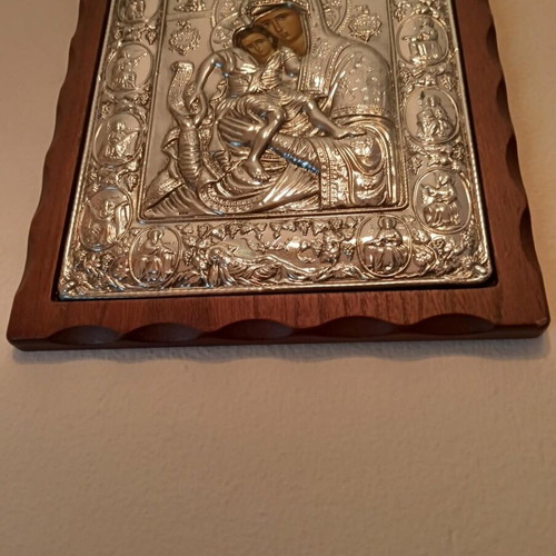 Byzantine icon Panagia Ikariotissa silver 925, like new