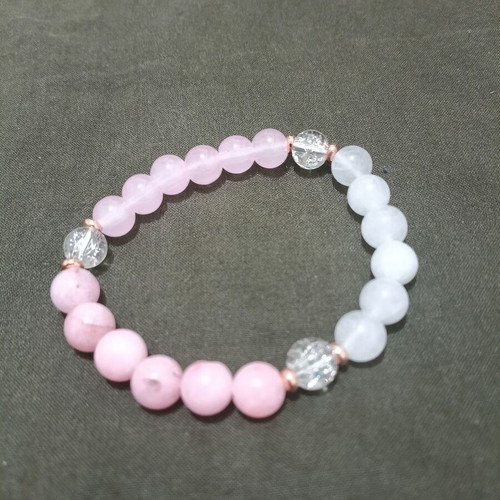 Bracelet with beads new, white and pink
