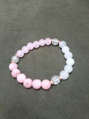 Bracelet with beads new, white and pink