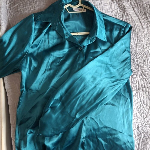 Satin shirt new, green, size M