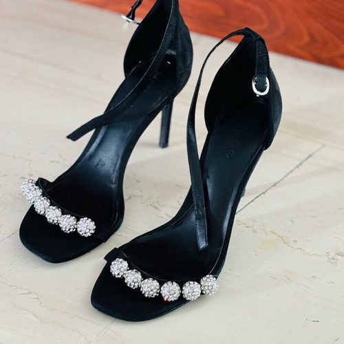 Mango sandals like new, black with silver crystals, 10 cm heel, size 41