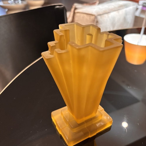 Art Deco vases set with frosted amber glass, like new