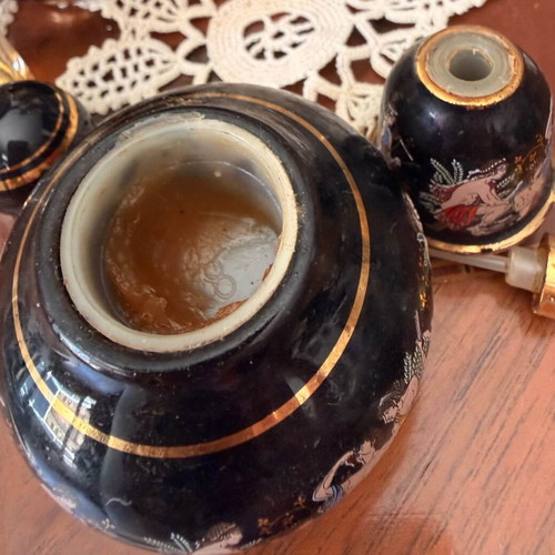 Perfume bottle used, ceramic, handmade, 10cm