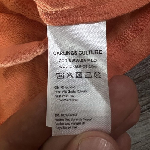 Carlings Culture Nirvana Smiley T-Shirt Salmon Orange Medium New