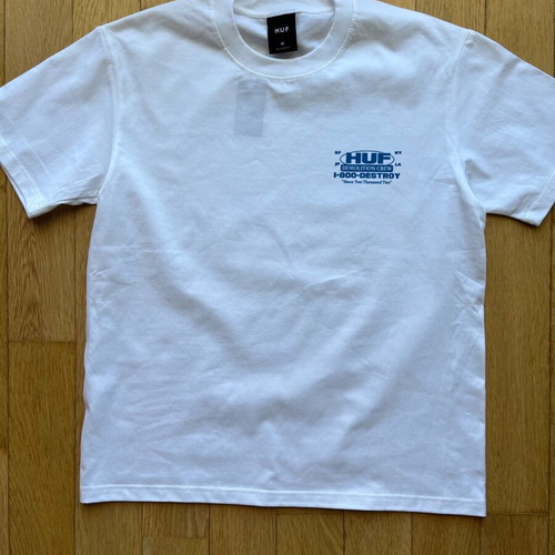 Huf t-shirt new, size large, white and blue