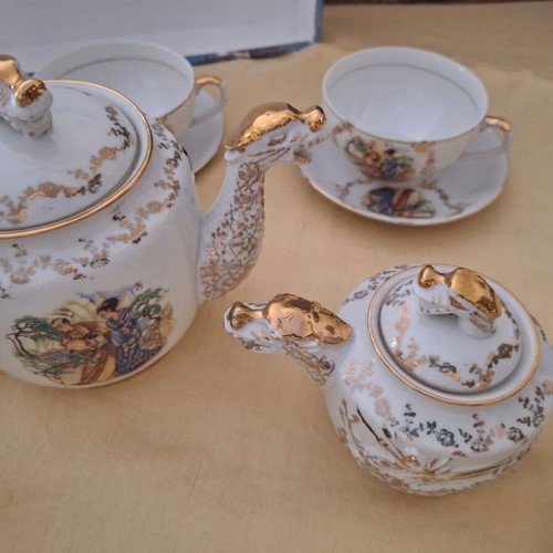 Cherry China Japanese tea set with Geisha lithophane