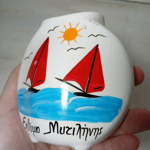 Ceramic souvenir vase from Mytilene like new
