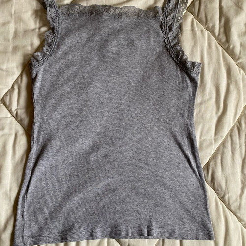 Blue motion grey women's vest size M like new with lace details