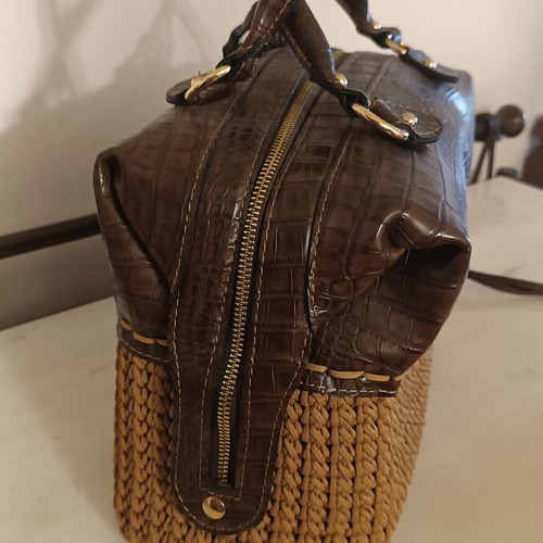 Handmade Myrsini Doctor Handbag by Handibrand new, leather and crochet