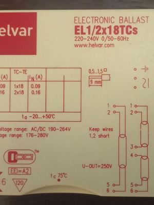 Ηλεκτρονικό ballast 2x18w σαν καινούργιο, τρία τεμάχια