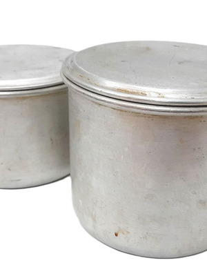 Vintage aluminum storage boxes set of 2, like new, 1950s Eastern Europe