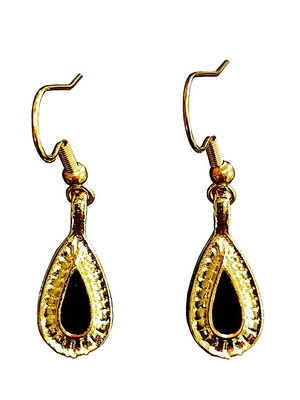 Drop earrings with black enamel and gold details, new Apefthon