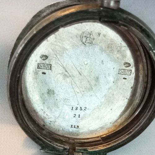 Silver case 800 for pocket watch like new, vintage, 39.3gr, 5cm diameter