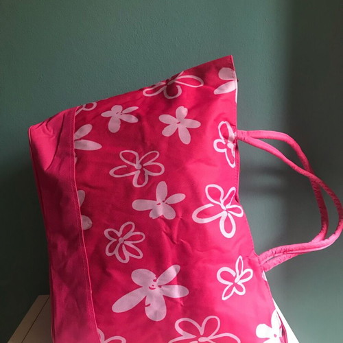 Beach bag fuchsia with white flowers new