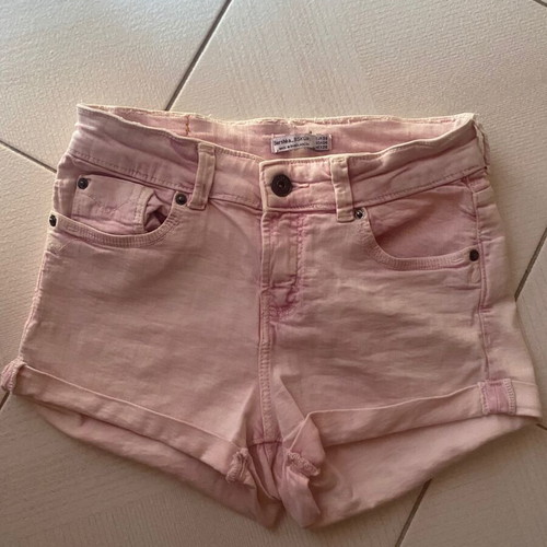 Bershka denim shorts used, light pink, size S