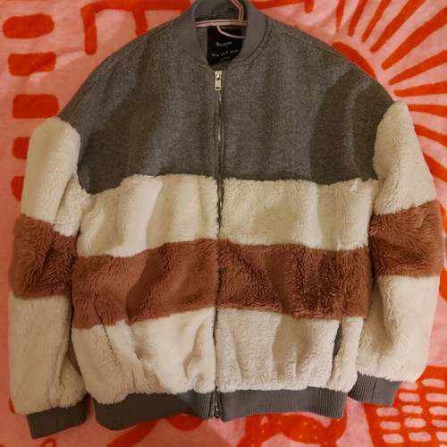 Bomber jacket Bershka new, size XS, gray pink white
