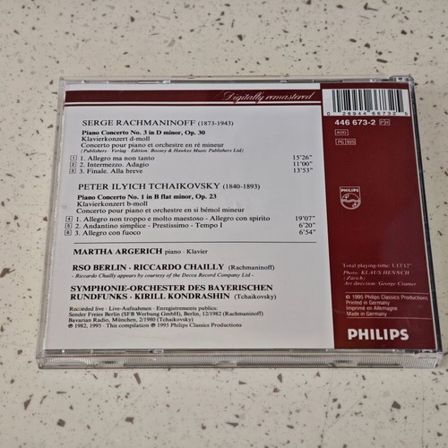 Martha Argerich Rachmaninoff 3 Tchaikovsky 1 CD, classical