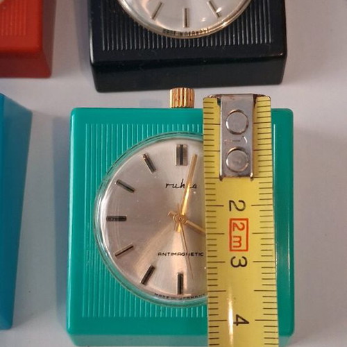 Ruhla table clocks wind-up like new, 4 colors with boxes