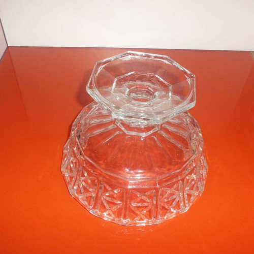 Crystal vintage fruit bowl with decoration FIDENZA IDEE IN VETRO height 15 and diameter 22 cm