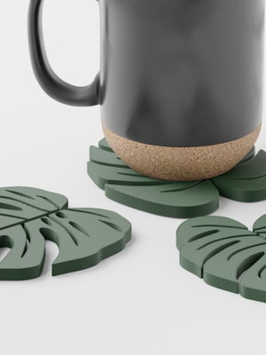 Coasters leaf-shaped set of 6, plastic PLA new