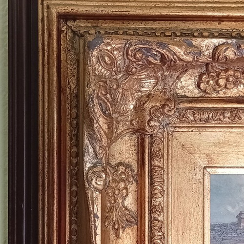 Πίνακας Βενετία Ιταλία μεταχειρισμένος, 46x41 εκ, ξύλινη κορνίζα