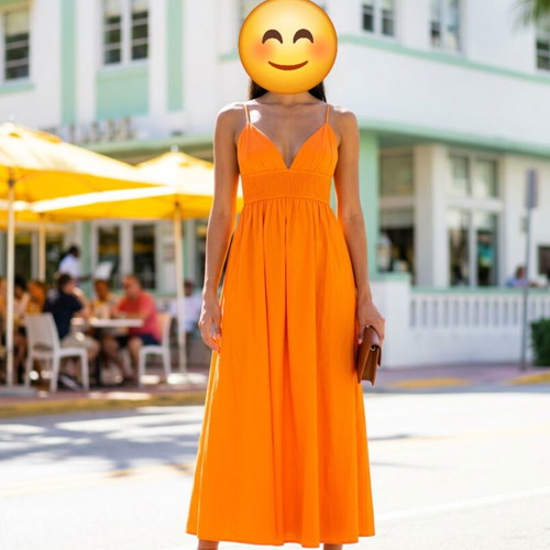 Zara orange midi summer dress brand new, size M