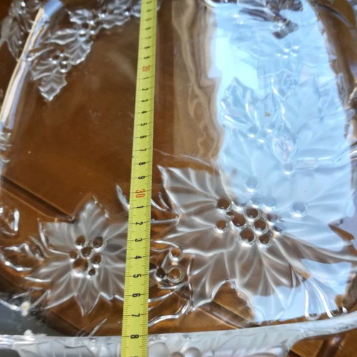 Serving tray used with embossed glass designs