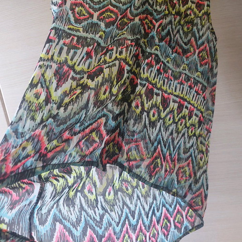 Colorful shirt blouse with transparency Size Large like new