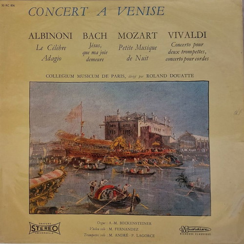 Collegium Musicum De Paris Concert A Venise LP like new, classical