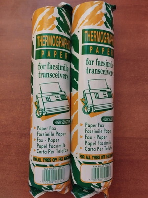 Fax thermal paper rolls new, pack of 2, 210mmx30m