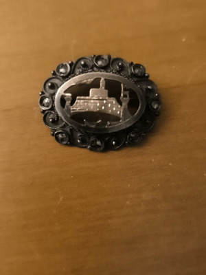 Vintage Rodian Silver-Gold Brooch with Marcasite used