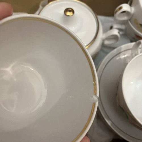 Porcelain tea set for 3 people with teapot, floral design
