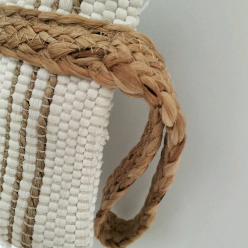Aggel Knitwear beach clutch bag like new, white and beige handmade
