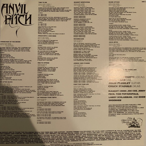 Anvil Bitch Rise To Offend vinyl LP album like new