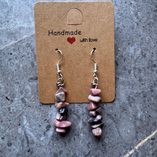 Handmade silver earrings with shells and colorful pieces
